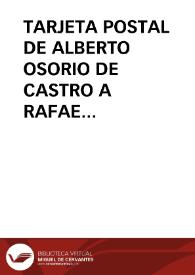 Tarjeta postal de Alberto Osório de Castro a Rafael Altamira. Setúbal, 13 de octubre de 1904
