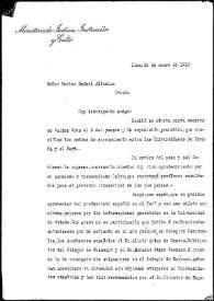Carta de J. Matías León a Rafael Altamira. Lima, 15 de enero de 1910