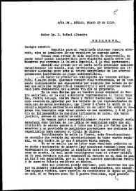 Carta de Alfredo Romano a Rafael Altamira. México, 29 de enero de 1910