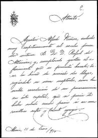 Carta de Agustín Alfredo Núñez a Rafael Altamira. México, 31 de enero de 1910