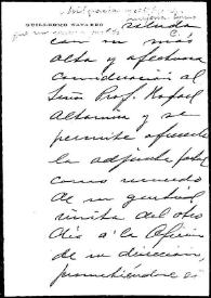 Carta de Guillermo Navarro a Rafael Altamira. [S.l.], 4 de agosto de 1909
