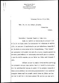 Carta de Basilio Díaz del Vilar a Rafael Altamira. Matanzas, 18 de febrero de 1910
