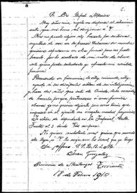 Carta de Juan González a Rafael Altamira. Matanzas, 18 de febrero de 1910