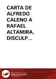 Carta de Alfredo Caleno a Rafael Altamira, 1 de octubre de 1909