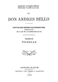 Obras completas de Don Andrés Bello. Volumen 3. Poesías