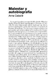 Malestar y autobiografía