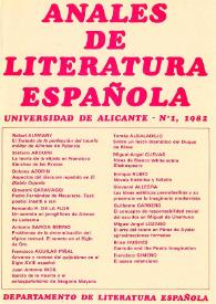 Anales de Literatura Española. Núm. 1, 1982