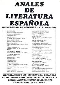 Anales de Literatura Española. Núm. 5, 1986-1987