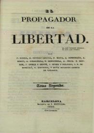 El propagador de la libertad. Tomo segundo, 1836 [sic]