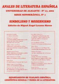 Anales de Literatura Española. Núm. 15, 2002