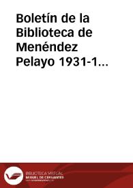 Boletín de la Biblioteca de Menéndez Pelayo. 1931-1932 (extra 1)