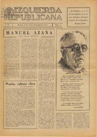 Izquierda Republicana : Publicación Mensual. Órgano De Izquierda Republicana En El Exilio. Núm. 4, 15 de noviembre de 1944