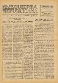 Izquierda Republicana : Publicación Mensual. Órgano De Izquierda Republicana En El Exilio.. Núm. 5, 15 de diciembre de 1944