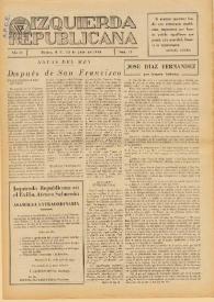 Izquierda Republicana : Publicación Mensual. Órgano De Izquierda Republicana En El Exilio.. Núm. 12, 15 de julio de 1945