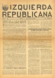 Izquierda Republicana : Publicación Mensual. Órgano De Izquierda Republicana En El Exilio.. Núm. 38, 10 de mayo de 1948