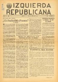 Izquierda Republicana : Publicación Mensual. Órgano De Izquierda Republicana En El Exilio.. Núm. 47, 20 de febrero de 1949