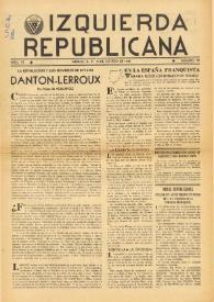 Izquierda Republicana : Publicación Mensual. Órgano De Izquierda Republicana En El Exilio.. Núm. 52, 10 de agosto de 1949