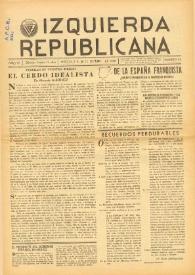 Izquierda Republicana : Publicación Mensual. Órgano De Izquierda Republicana En El Exilio.. Núm. 54, 20 de octubre de 1949