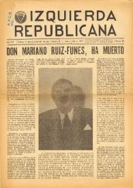 Izquierda Republicana : Publicación Mensual. Órgano De Izquierda Republicana En El Exilio.. Núm. 85, junio-julio de 1953