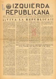 Izquierda Republicana : Publicación Mensual. Órgano De Izquierda Republicana En El Exilio.. Núm. 100, marzo-abril-mayo de 1956