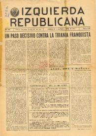 Izquierda Republicana : Publicación Mensual. Órgano De Izquierda Republicana En El Exilio.. Núm. 105, marzo-abril de 1957