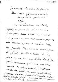 Carta de la Junta Española de Liberación a Charles De Gaulle. 1944?
