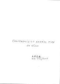 Conferencia de Gabril Miró en Gijón