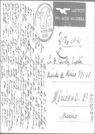 Postal de Eugenio Xammar a Carlos Esplá. 25 de febrero de 1961