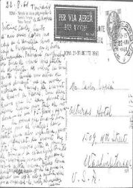 Postal de Eugenio Xammar a Carlos Esplá, 22 de agosto de 1961