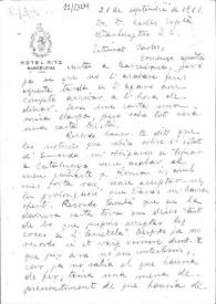 Carta de Eugenio Xammar a Carlos Esplá. Washington, 21 de septiembre de 1961
