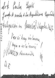 Sobre de la carta de Tomás Yuste dirigida a Carlos Esplá. San Cristóbal, República Dominicana, 10 Septiembre 1941