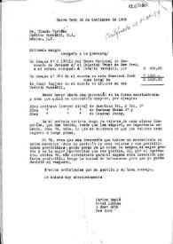 Carta de Carlos Esplá al Sr. Claude Terrein, de 'Crédito Bursátil'. Nueva York, 28 de noviembre de 1959