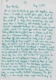 Carta dirigida a Aniela, Arthur, Alina y Eva Rubinstein. Los Angeles, California (Estados Unidos), 11-08-1971