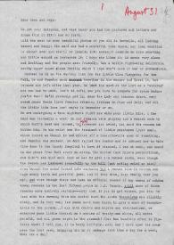 Carta dirigida a Aniela y Arthur Rubinstein. Los Angeles, California (Estados Unidos), 31-08-1975