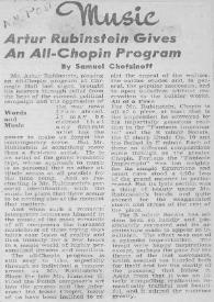 Artur (Arthur) Rubinstein Gives An All-Chopin Program