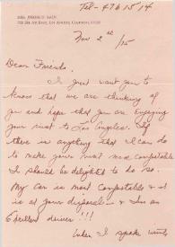 Carta dirigida a Aniela y Arthur Rubinstein. Los Angeles, California (Estados Unidos), 02-11-1975