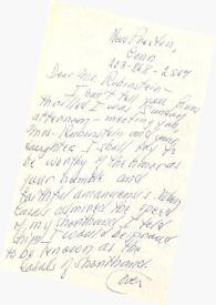 Carta dirigida a Arthur Rubinstein. New Preston (Conneticut), 11-01-1967