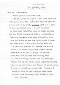 Carta dirigida a Arthur Rubinstein. New Preston (Conneticut), 31-01-1967