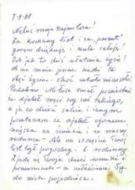 Carta dirigida a Aniela Rubinstein. Varsovia (Polonia), 01-09-1988