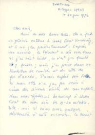 Carta dirigida a Aniela y Arthur Rubinstein. Interlochen (Michigan), 20-06-1976