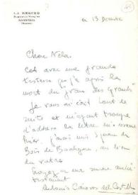 Carta dirigida a Aniela Rubinstein. Marbella, Málaga (España), 13-12-1982