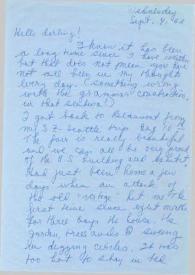 Carta dirigida a Aniela Rubinstein. Beaumont (California), 04-09-1962