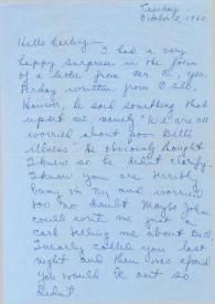 Carta dirigida a Aniela Rubinstein. Beaumont (California), 02-10-1962