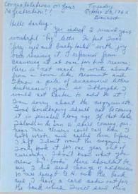 Carta dirigida a Aniela Rubinstein. Beaumont (California), 23-10-1962