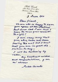 Carta dirigida a Arthur Rubinstein. Santurce (Puerto Rico), 03-06-1966