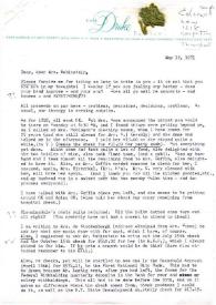 Carta dirigida a Aniela Rubinstein, 12-05-1971