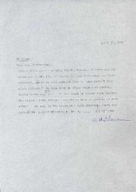 Carta dirigida a Aniela Rubinstein, 15-04-1973
