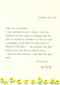 Carta dirigida a Aniela Rubinstein, 18-02-1976
