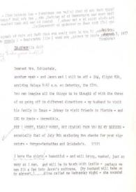 Carta dirigida a Aniela Rubinstein, 05-08-1977