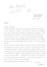 Carta dirigida a Aniela Rubinstein. Jackson Heights (Nueva York), 23-02-1980